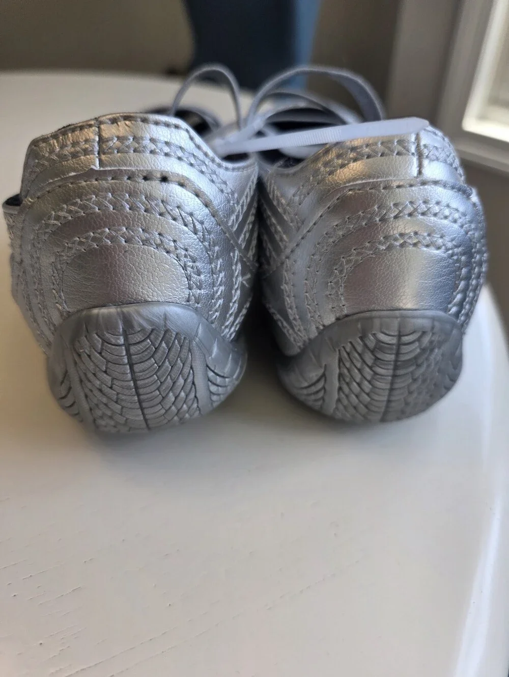 Puma Girls Silver Ballet Flats with Elastic Straps